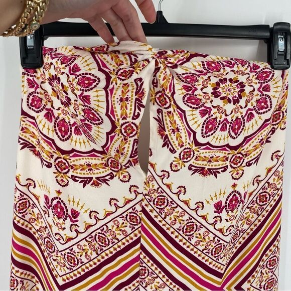 Forever 21 Women’s Strapless Geometric Paisley Print Maxi Dress size S - Picture 2 of 4